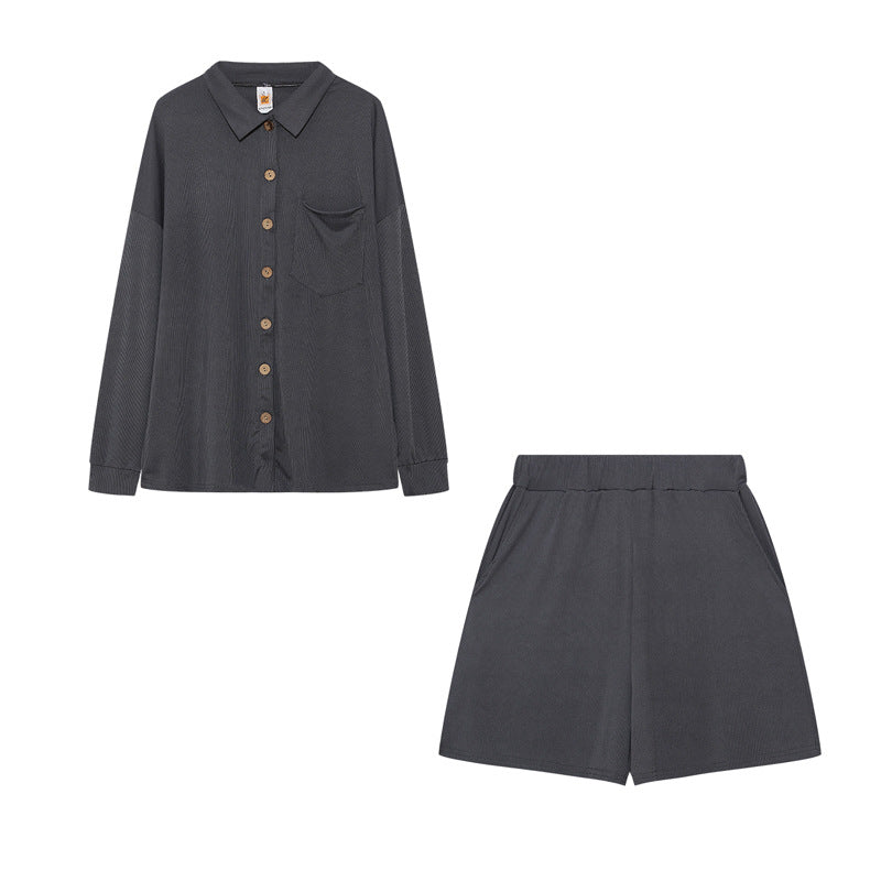 Lune London women's casual shirt and shorts set with chest pocket