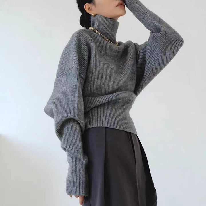 Pull à col roulé pour femmes avec design à côtes texturées Chic & Stil