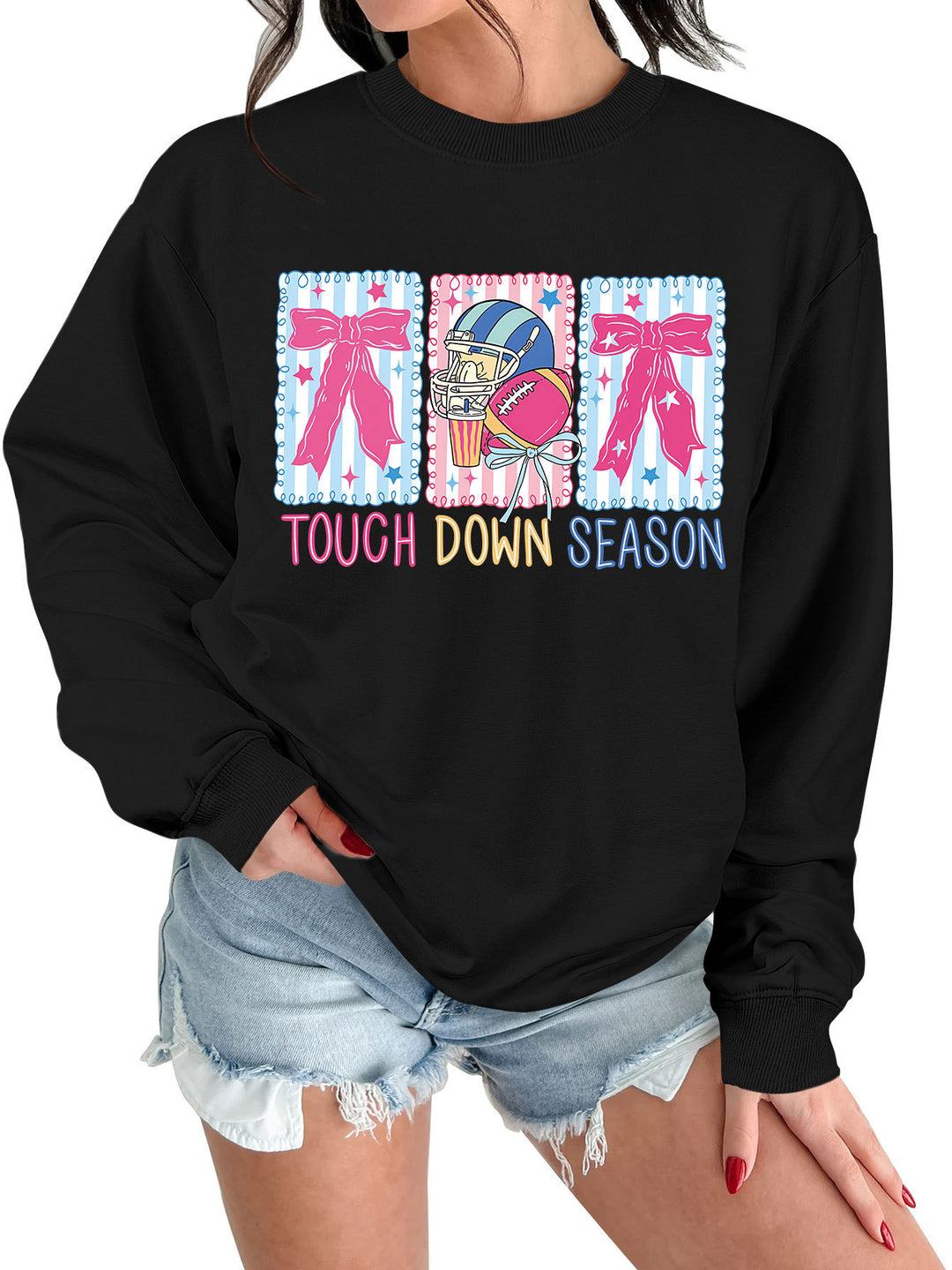 Sweat-shirt femme avec motif de football créatif et coupe décontractée Chic & Stil