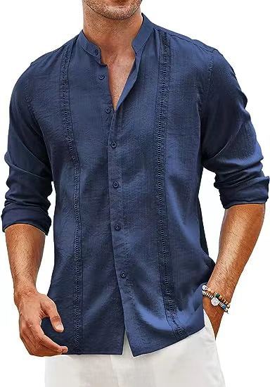 Men's leisure shirt with mandarin collar and buttons Lune London