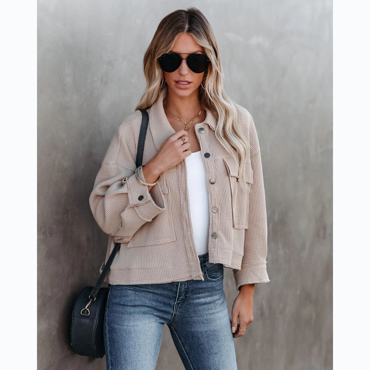 Ladies Casual Honeycomb Jacket with Patch Pockets and Dropped Shoulders Lune London