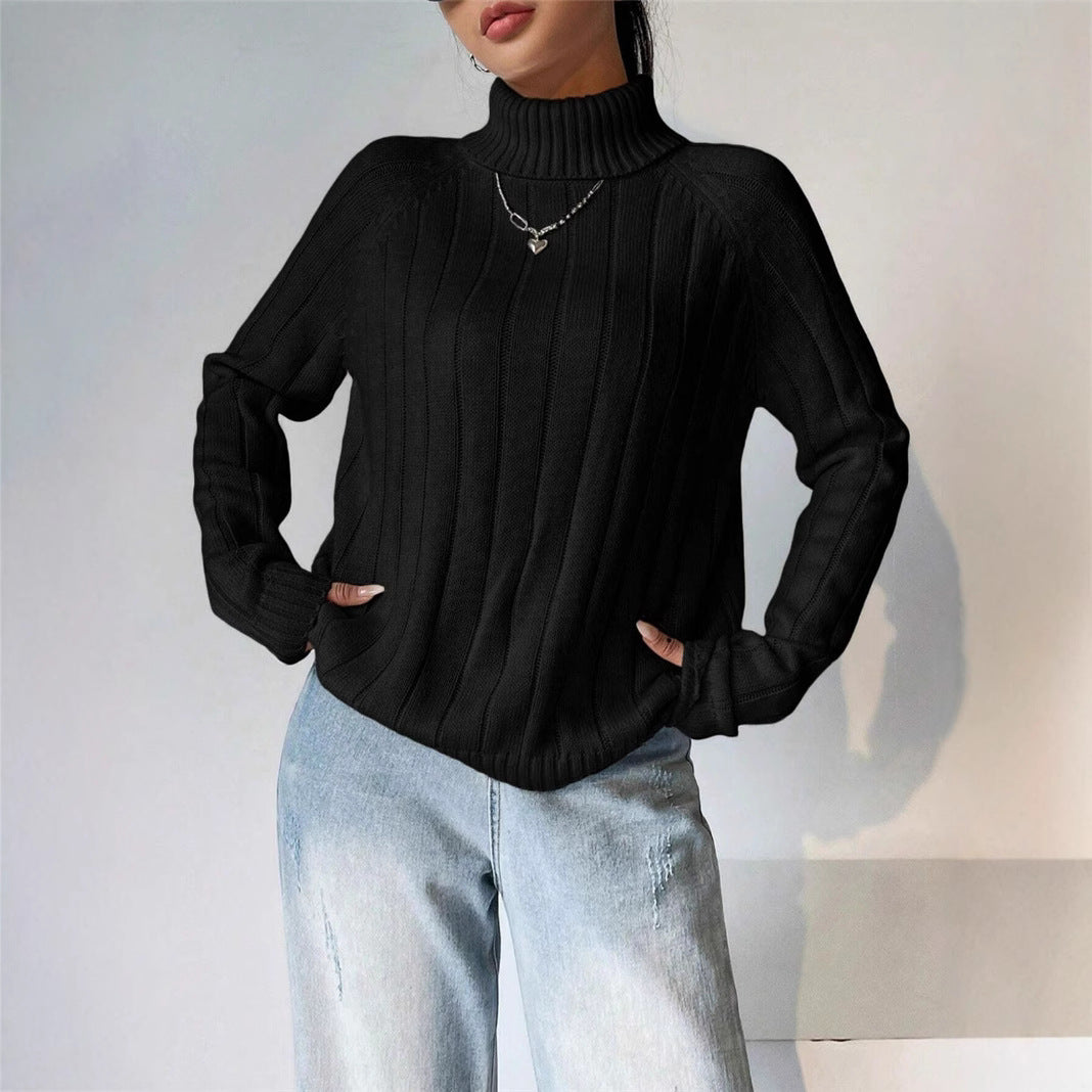 Lune London Women's Knit Sweater with High Collar