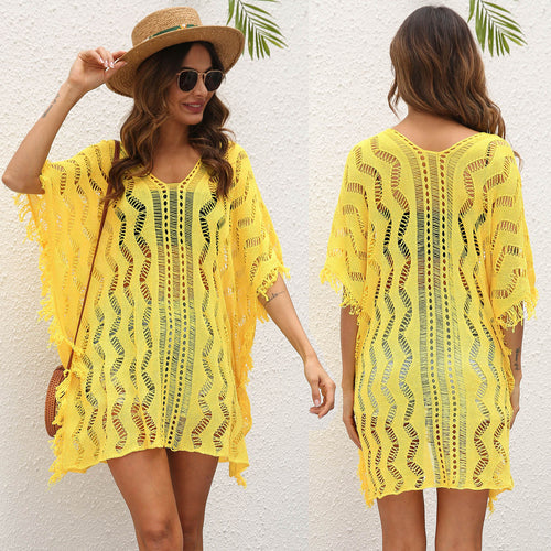 Ladies Breezy Crochet Beach Cover Poncho Lune London