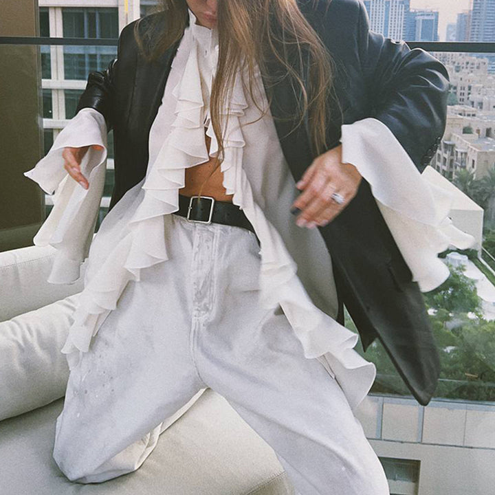 Ruffled blouse for women with flared sleeves Lune London