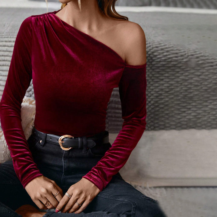 Chic & Stil One Shoulder Elegant Velvet Women's Body