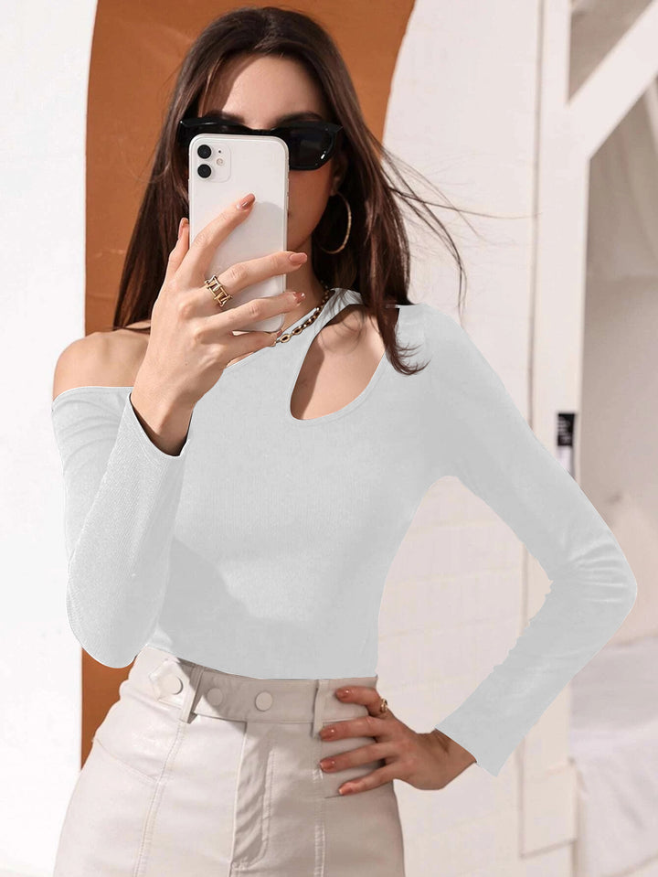 Asymmetrical long sleeve top for women with elegant cut Chic & Stil