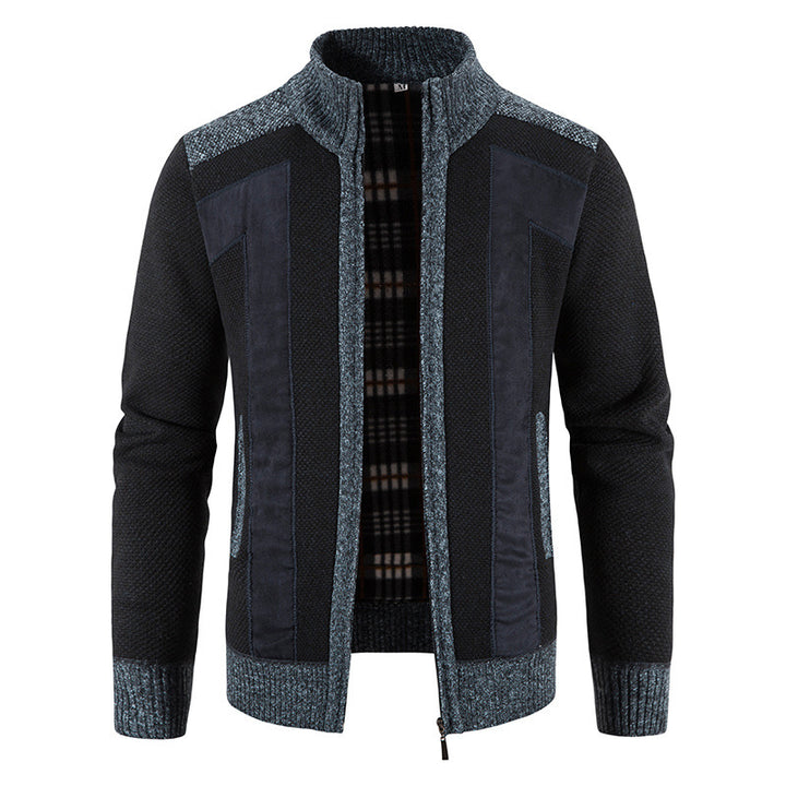 Fashionable men's knitted jacket with a unique cut and hidden zipper Lune London