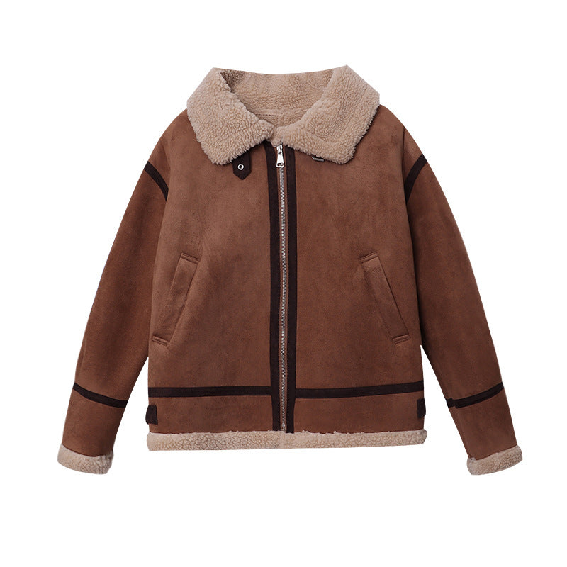 Women's fashionable teddy jacket with contrasting details Chic & Stil