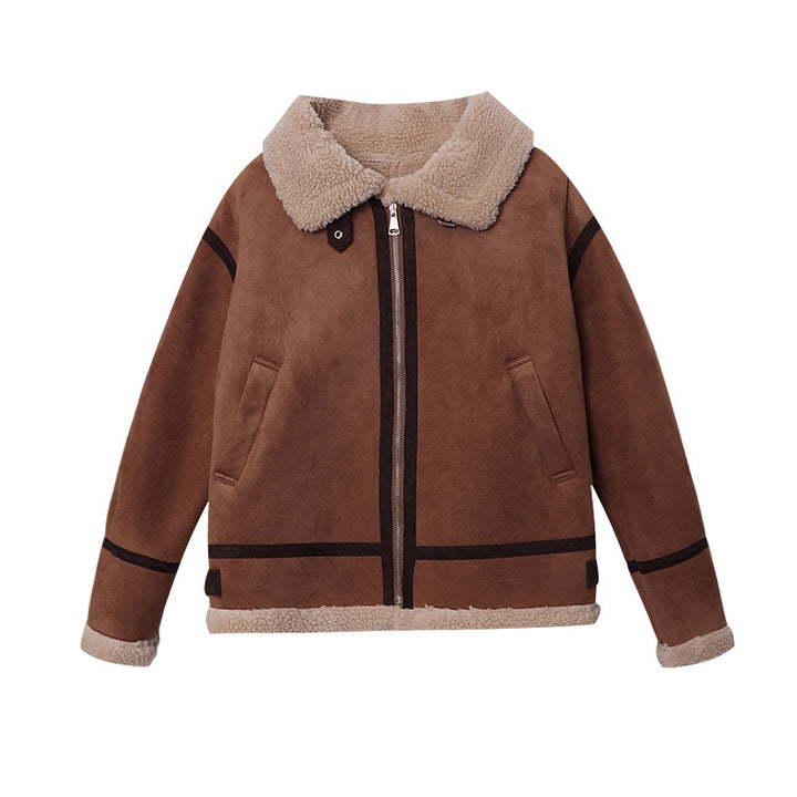 Women's fashionable teddy jacket with contrasting details Chic & Stil