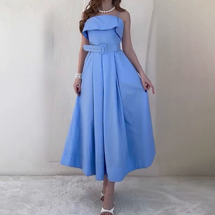 Robe maxi pour femme avec bretelles et ceinture cintrée Chic & Stil