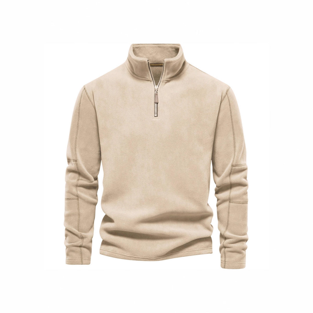 Men's Fleece Pullover with practical zip elements and high collar Lune London
