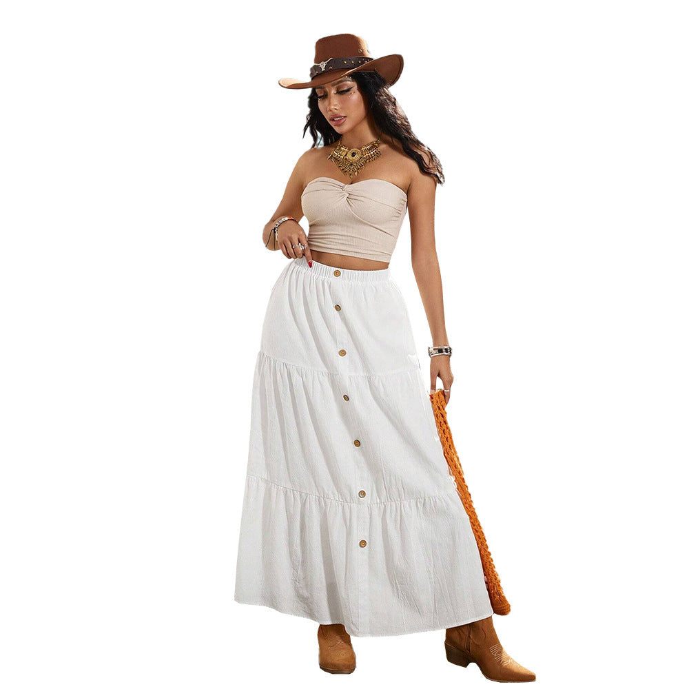 Jupe midi femme avec détails de boutons et design évasé Chic & Stil
