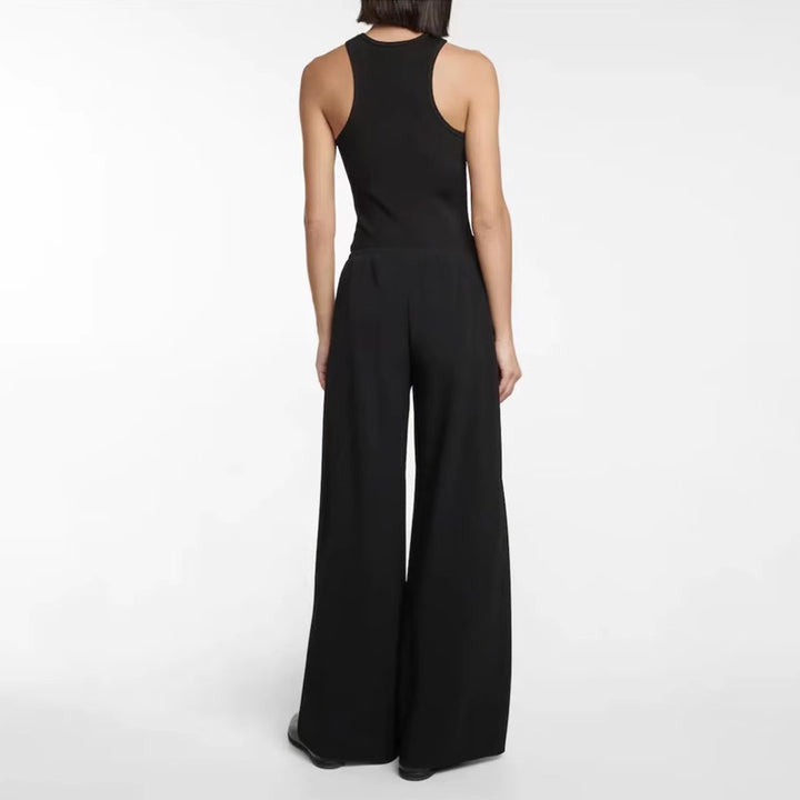 Wide high-waisted ladies' trousers in fluid material Lune London