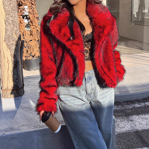 Ladies trendy short jacket with glamorous faux fur Lune London