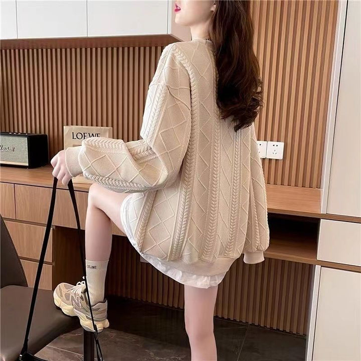 Pull en maille confortable pour femmes avec motif en relief Chic & Stil