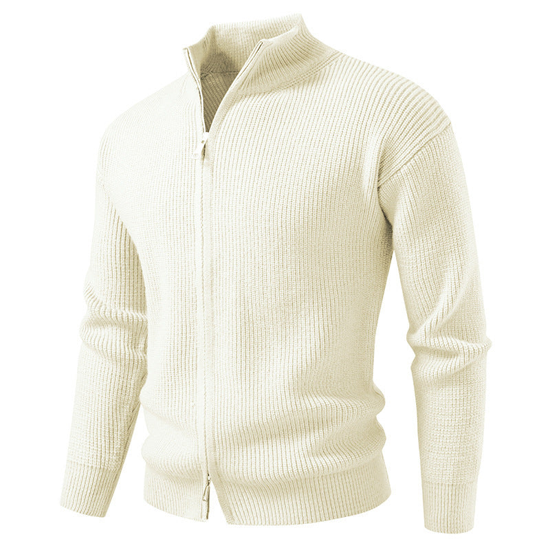 Men's knitted jacket with high collar and zipper Lune London