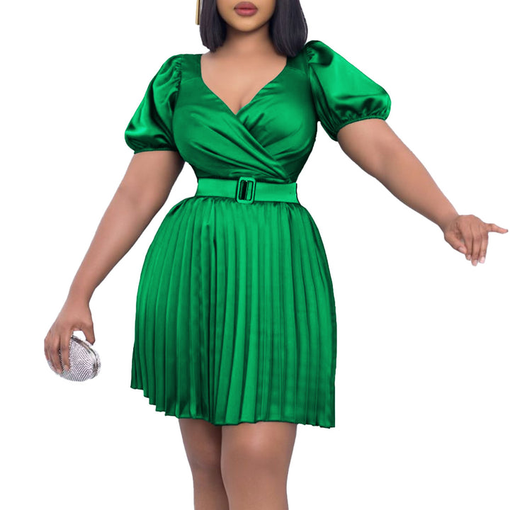 Pleated dress for women with an elegant draped look and a fitted belt Lune London
