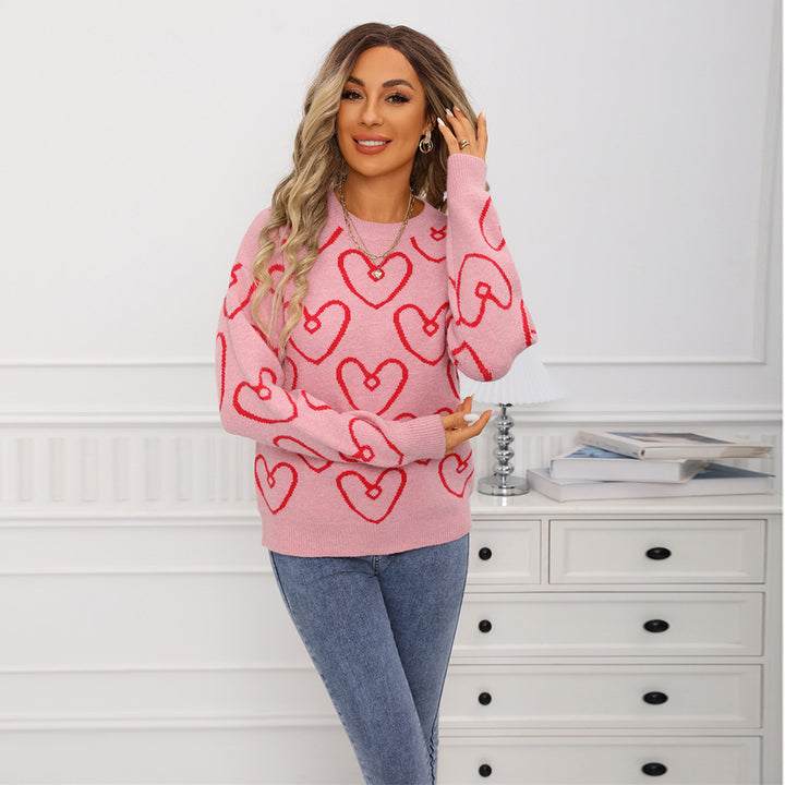 Pull confortable pour femmes avec motif en cœur et matériau doux Chic & Stil