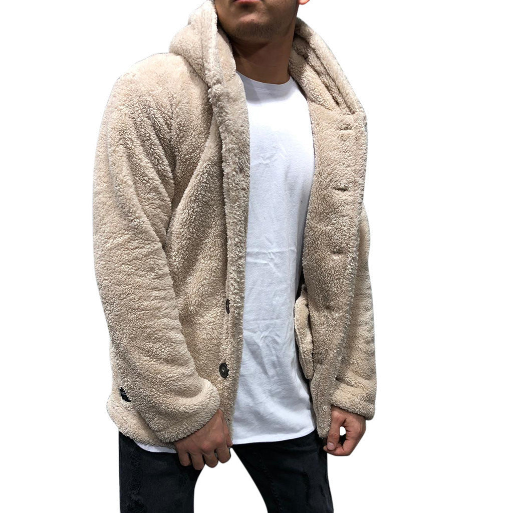 Men's cozy teddy jacket with wide lapels and practical pockets Lune London