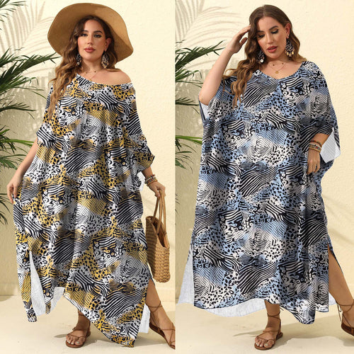 Ladies Elegant Exotic Printed Beach Kaftan Dress Lune London