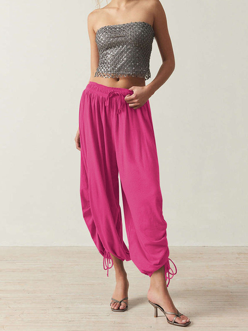 Casual harem pants for women with elastic waistband and drawstring Lune London