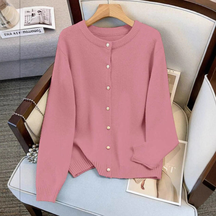 Ladies knitted sweater and cardigan with pearl buttons Lune London