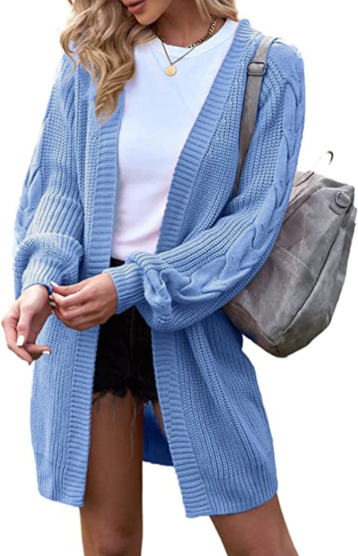 Ladies chunky knit kimono cardigan with oversized casual sleeves Lune London