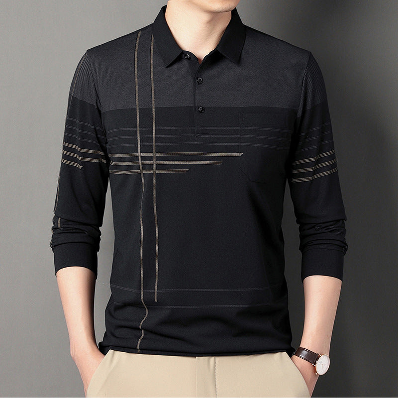 Trendy long sleeve polo shirt for men with an attractive striped pattern and a comfortable fit Lune London
