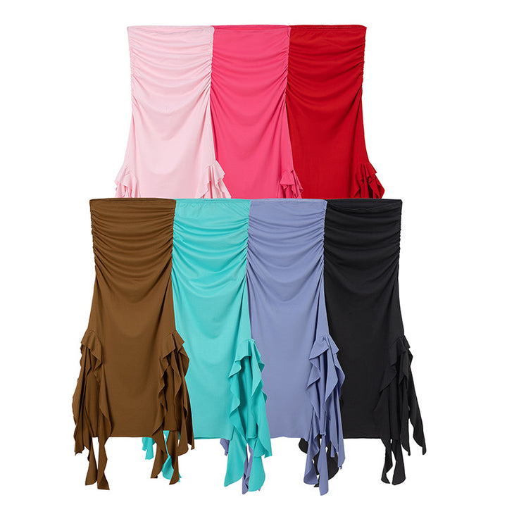 Women Elegant Split Maxi Dress with Chic Ruffles and Style
