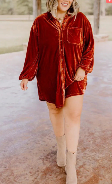 Velvet shirt dress for ladies Lune London