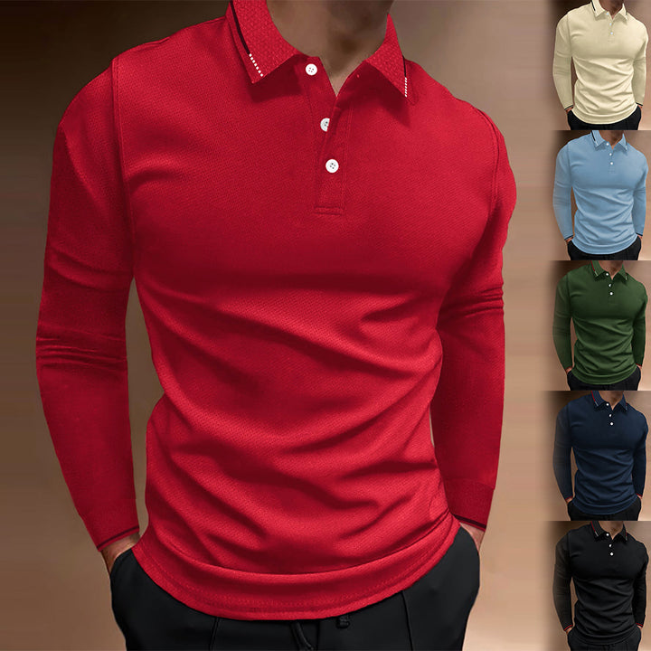 Long sleeve polo shirt for men with textured design Lune London