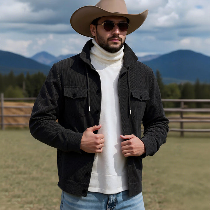 Men's cord jacket with practical chest pockets and drawstring Chic and style