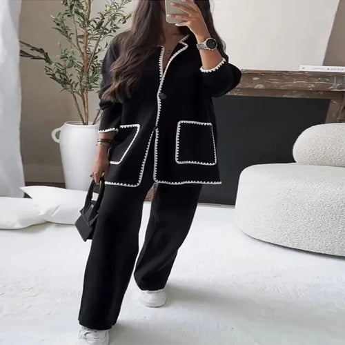 Elegant knitted jacket for women with contrasting details Lune London