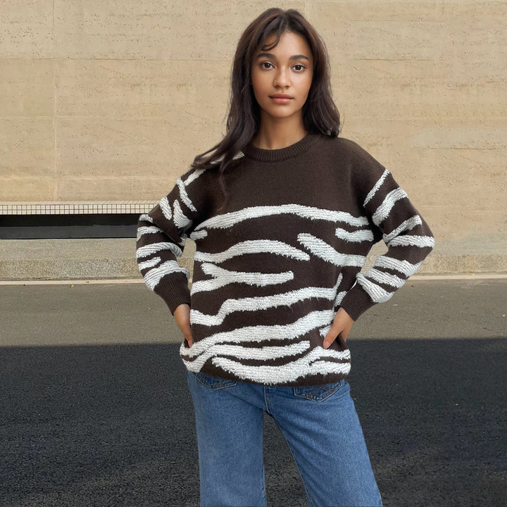 Knitted sweater for ladies with a creative textured pattern Lune London