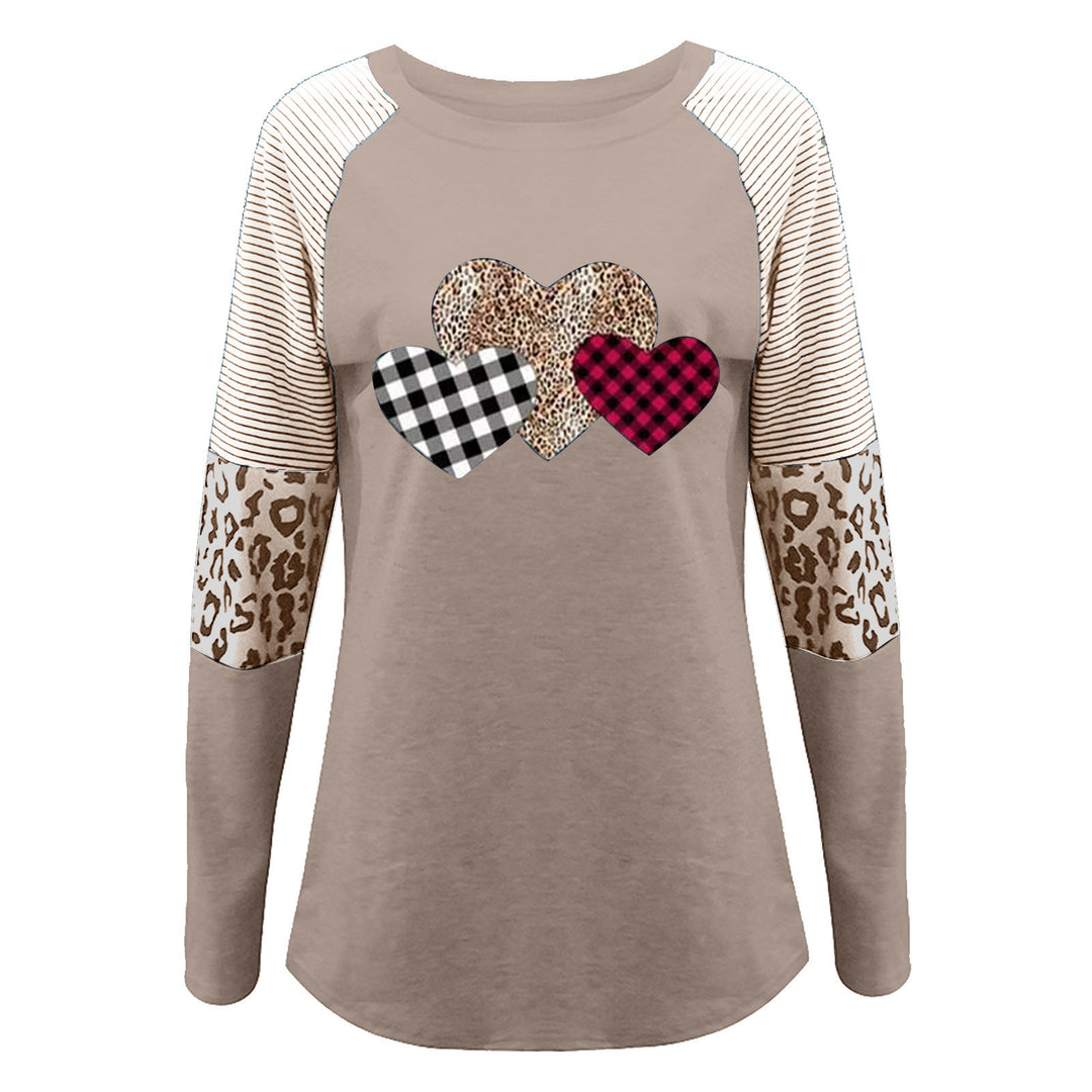 Ladies casual long sleeve T-shirt with heart pattern and textured design Lune London