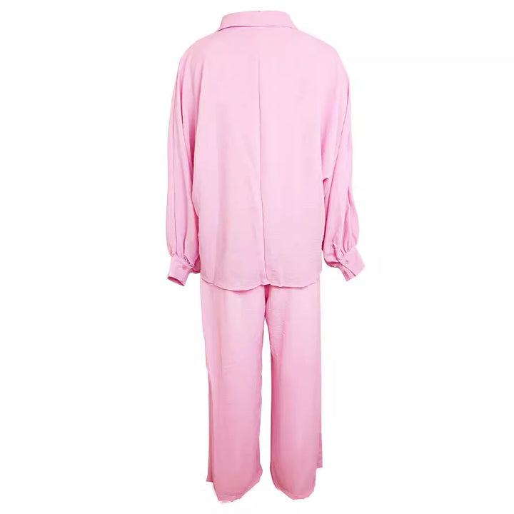 Ladies Casual blouse set with wide pants and button top Lune London