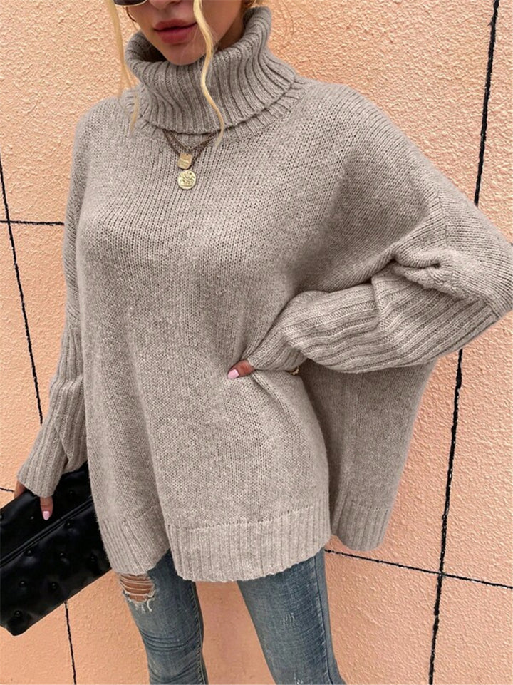 Chunky knit sweater for ladies with high collar Lune London