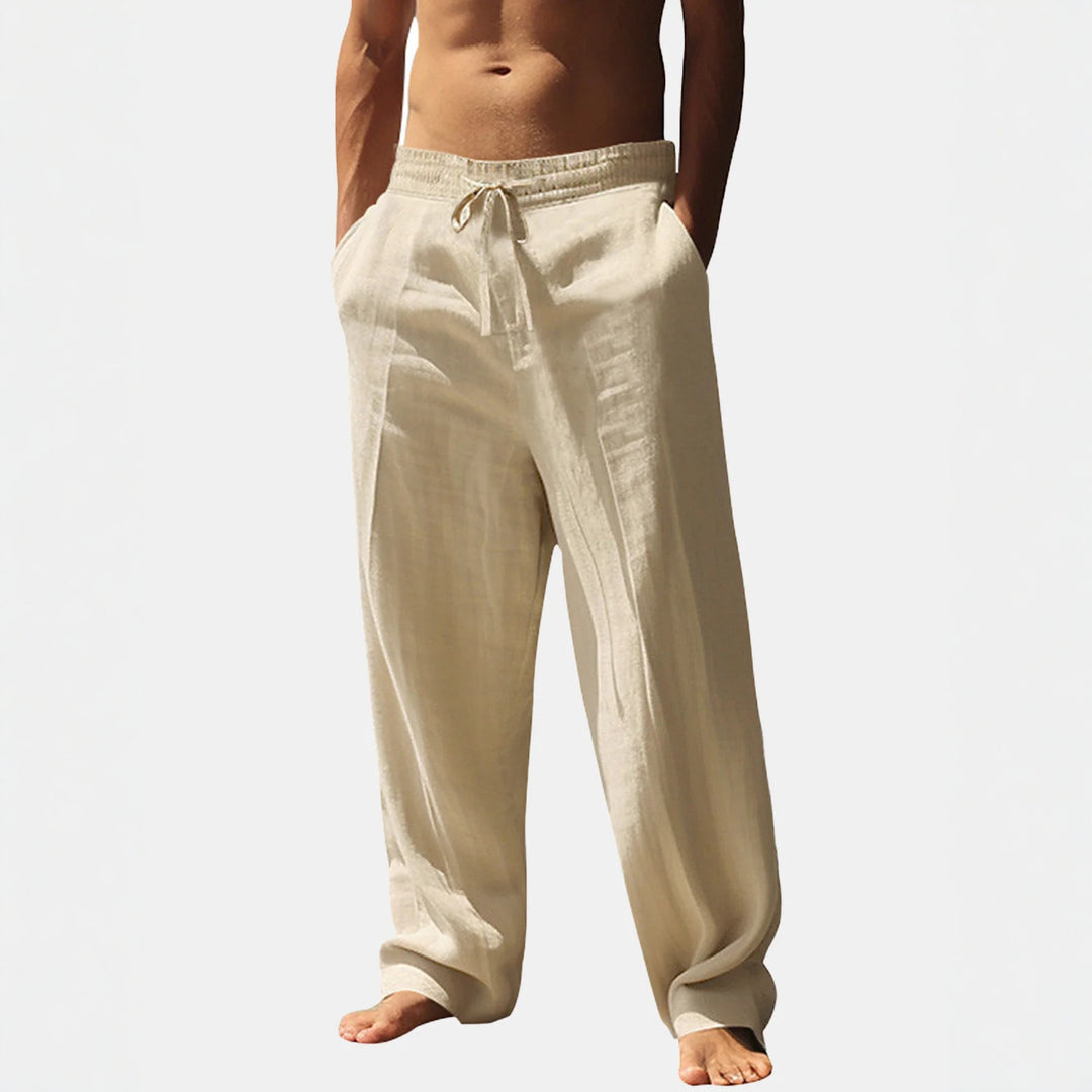 Casual linen pants for men with elastic waistband and side pockets Lune London
