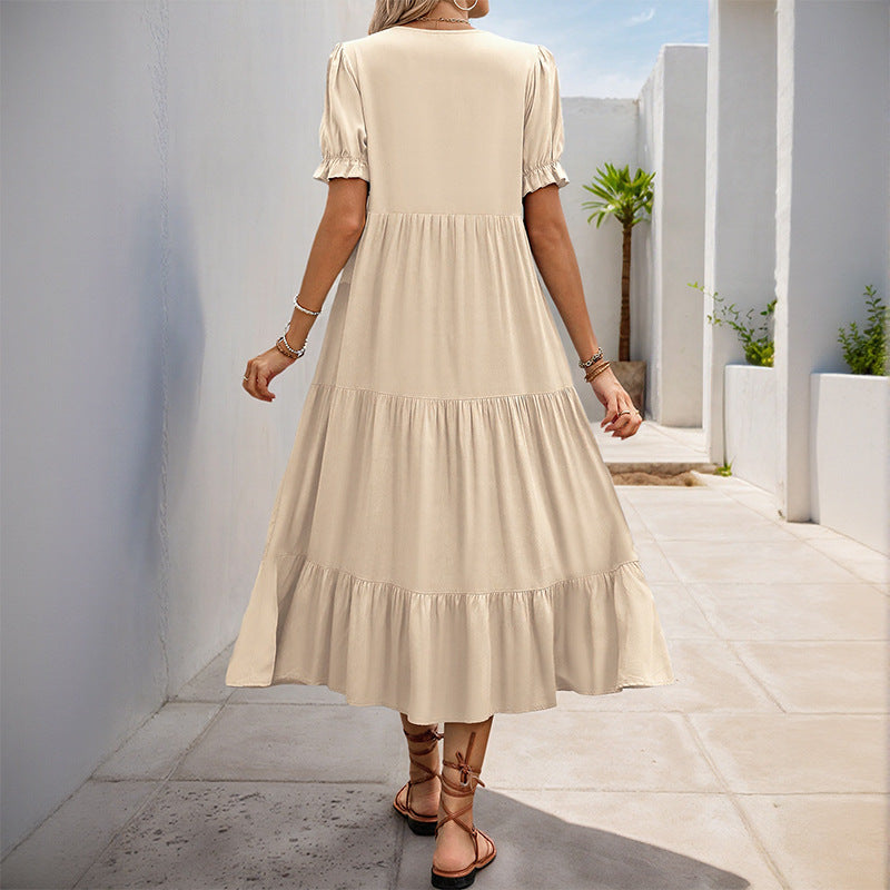 Elegant midi dress for women with button details Lune London