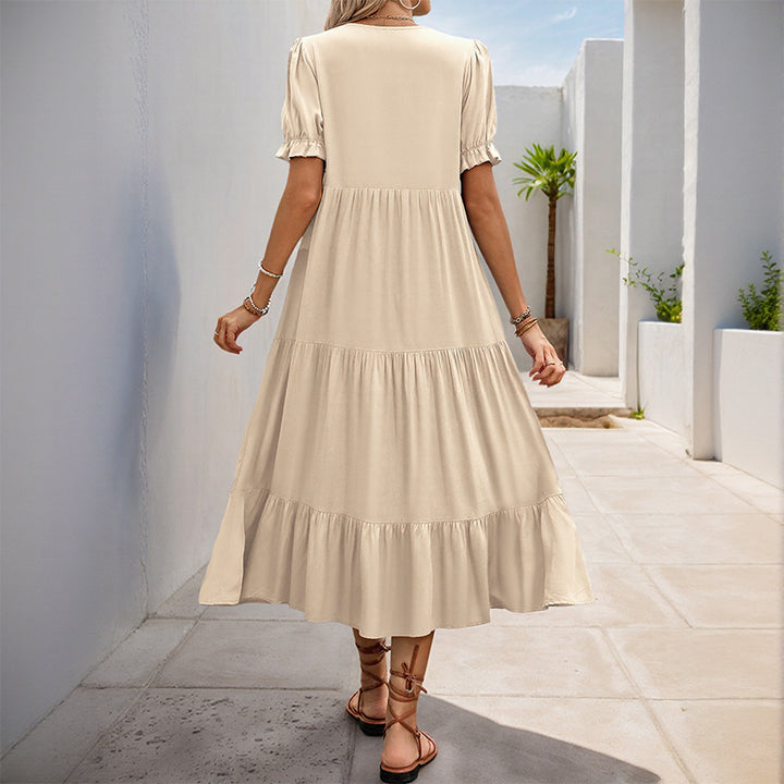 Elegant midi dress for women with button details Lune London