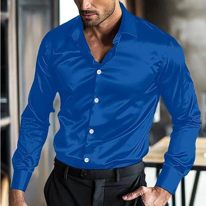 Elegant long-sleeve shirt for men in shiny material with a modern fit Lune London
