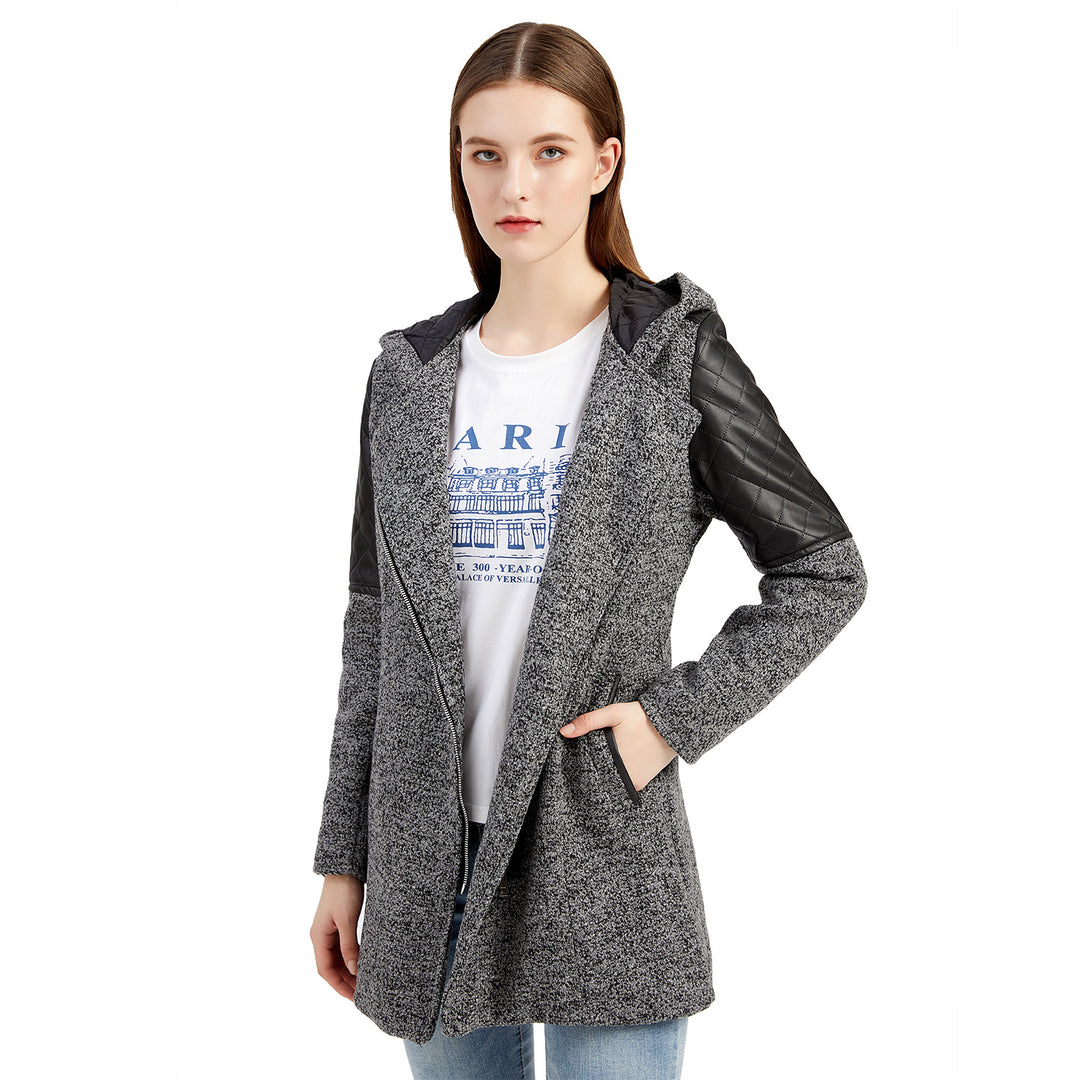 Women's trendy transition jacket with hood and quilted inserts Lune London
