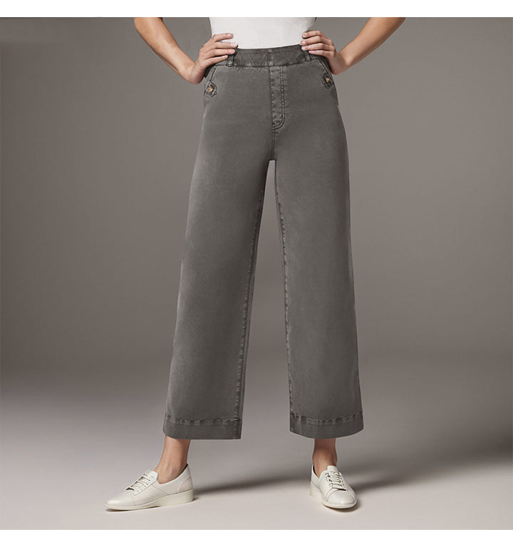 Women's Wide High-Waist Pants with Fashionable Button Details Lune London