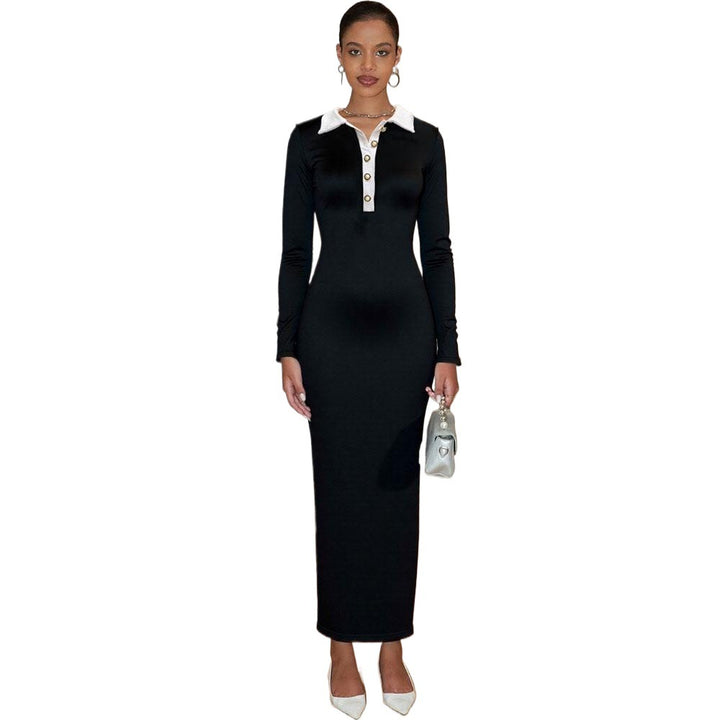 Robe maxi femme avec col classique et détails de boutons Chic & Stil