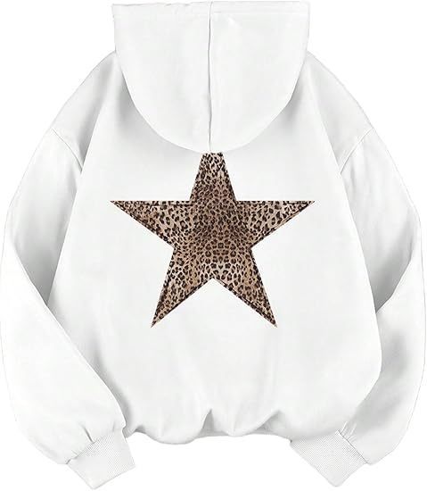 Haut à capuche pour femme avec grand motif étoile imprimé léopard Chic & Stil