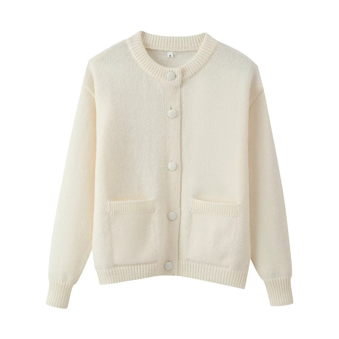 Women comfortable knitted cardigan with practical pockets Lune London