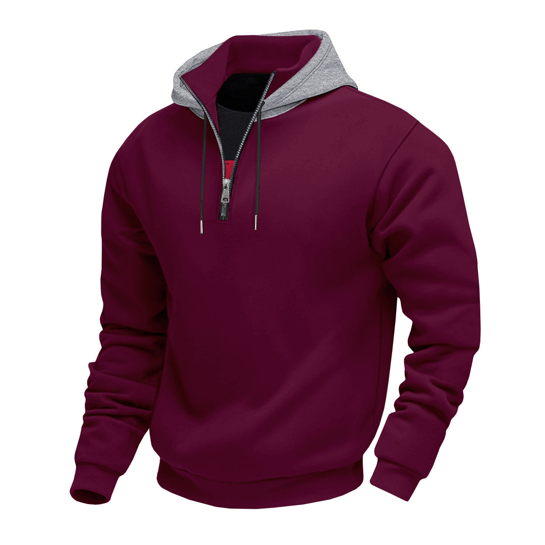Men's half-zip hoodie with contrasting inner lining Chic und Stil