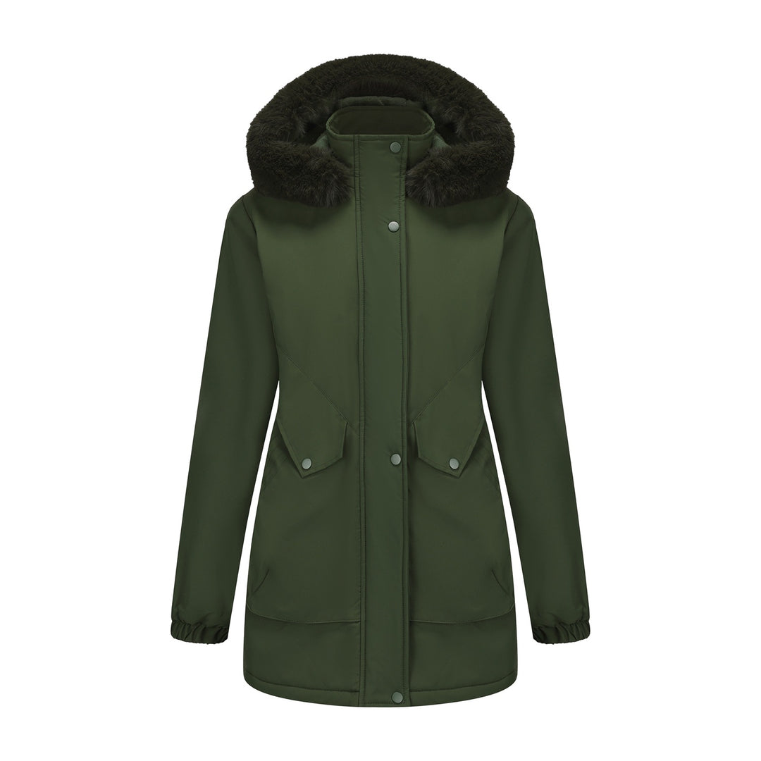 Ladies waterproof parka jacket with cozy faux fur collar Lune London