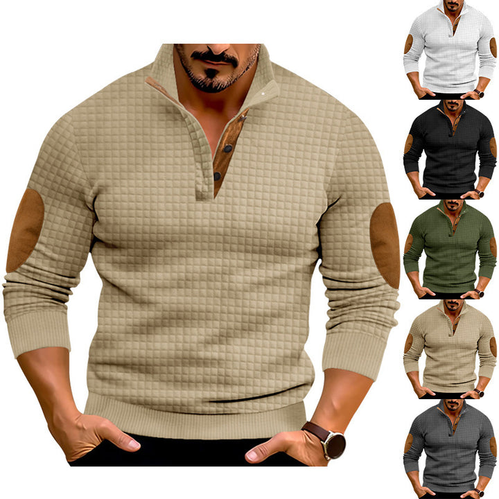Men Structured Sweater with Leather Accents Lune London