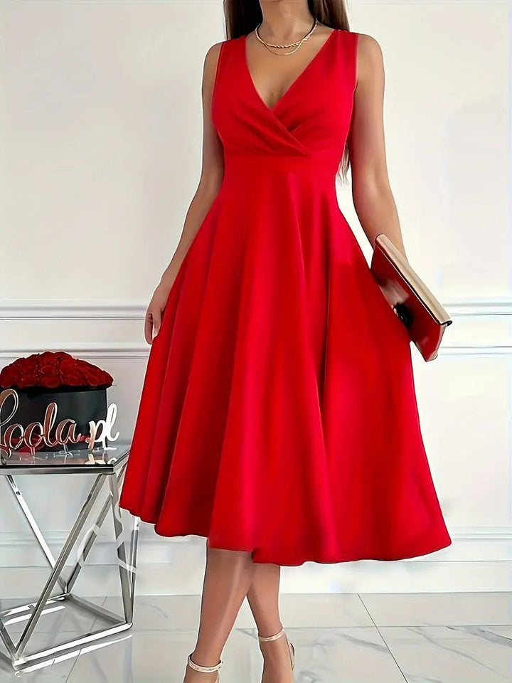 Lune London | Solid Color Tank Dress Asymmetric Neckline Dress